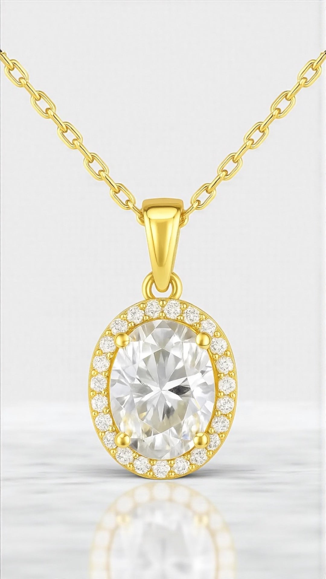 Oval 2 Carat Gold Necklace