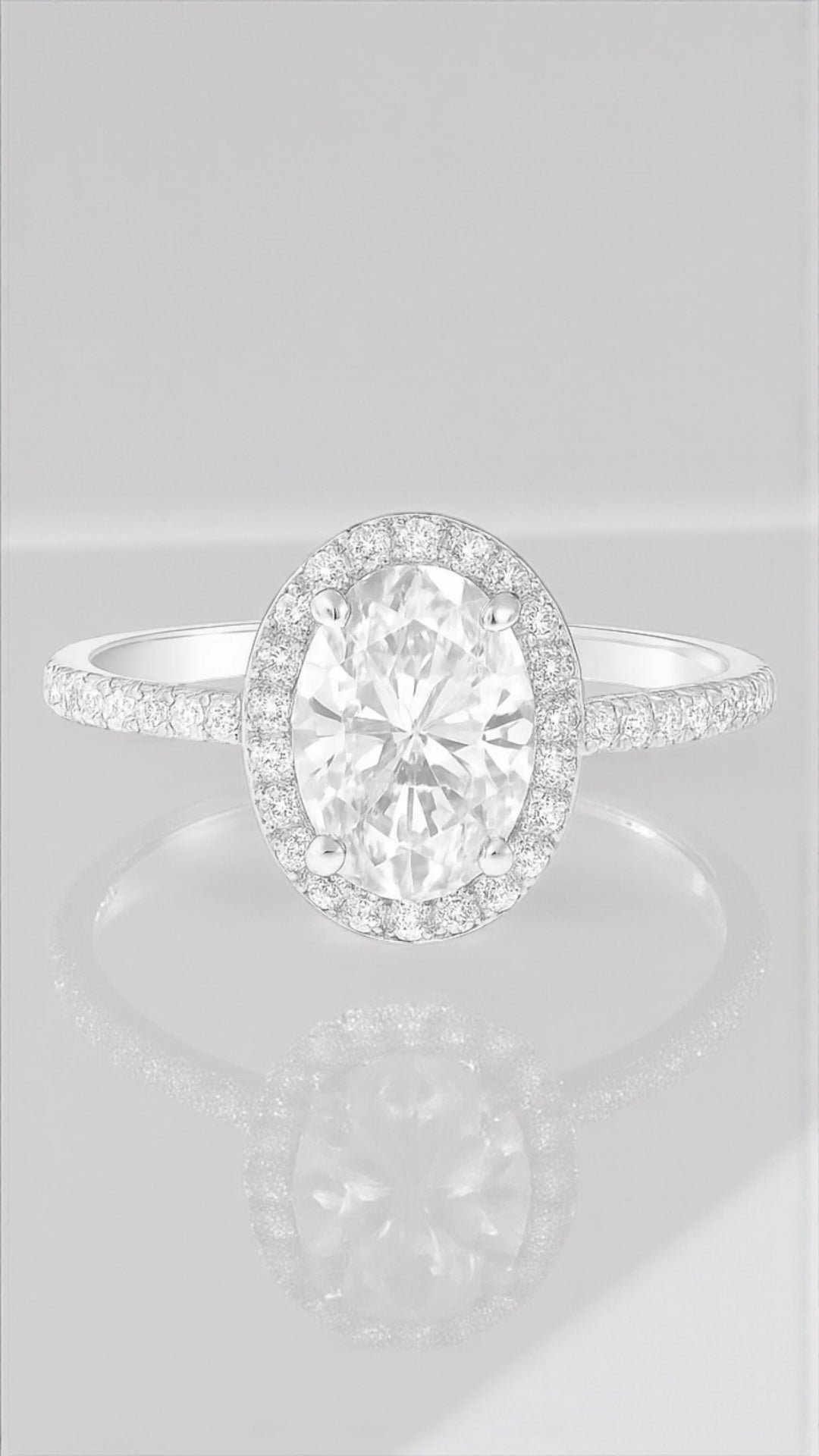 1.5CT Oval Silver Halo Ring
