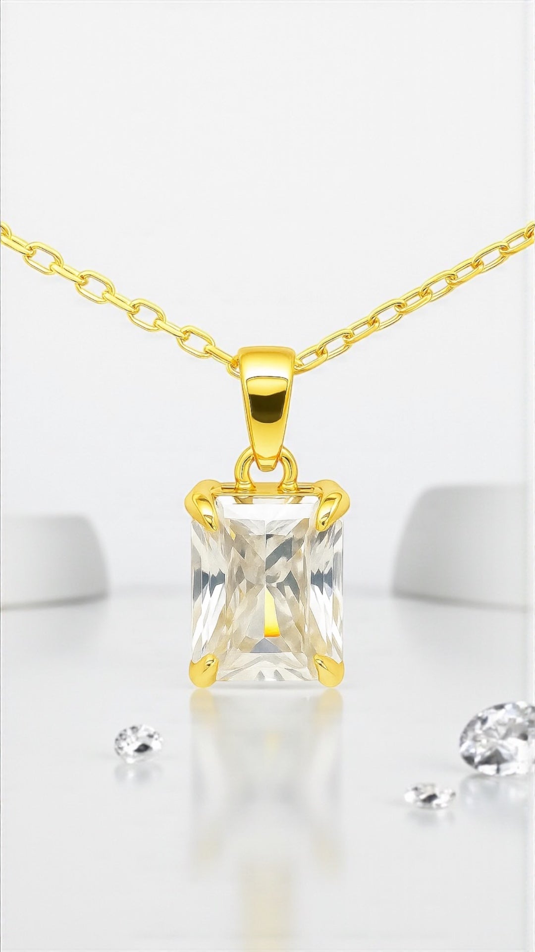 3.0 Carat Gold Moissanite Necklace