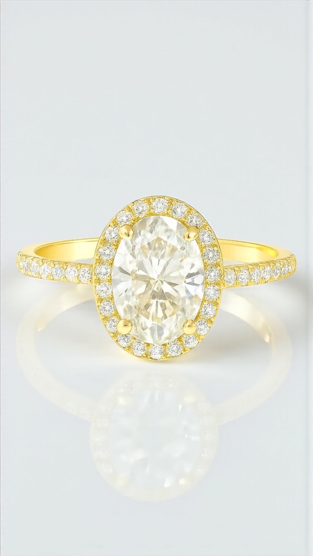 1.5CT Oval Gold Halo Ring