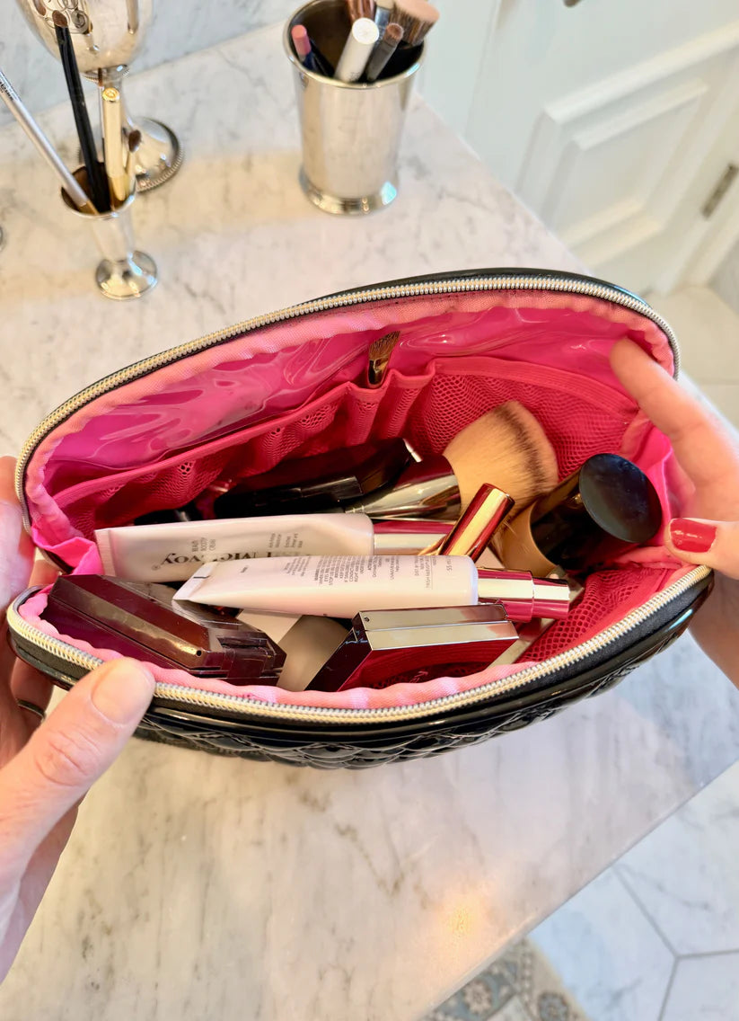 Black Quilted Make Up Tote