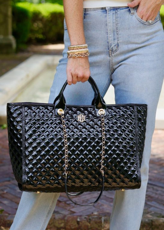 Large Black Quilted Purse