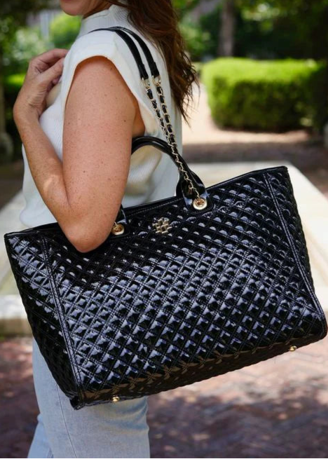 Large Black Quilted Purse