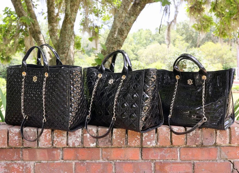 Large Black Quilted Purse