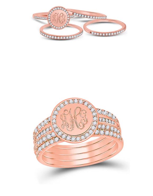 Rose Gold Cubic Zirconia Stacked Ring