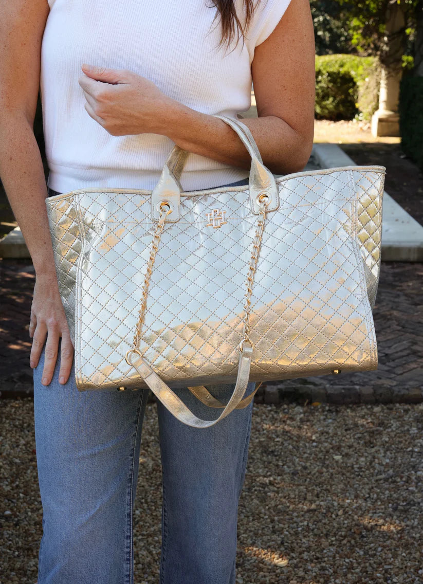 Large Champange Quilted Purse