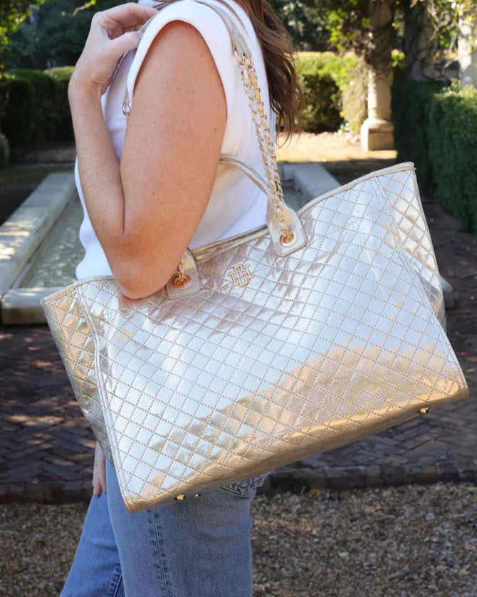 Large Champange Quilted Purse