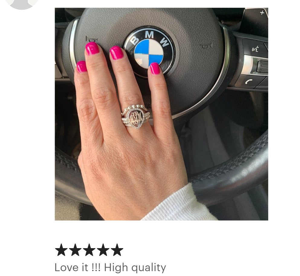 Large Pear Monogram Ring