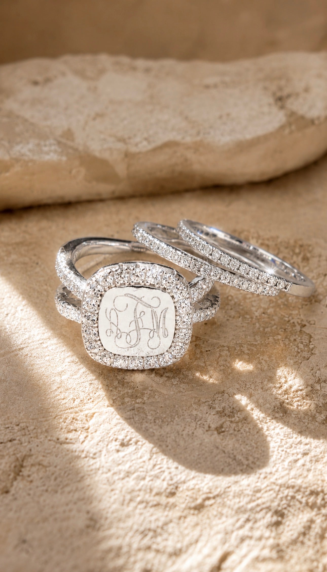 monogram stacked rings
