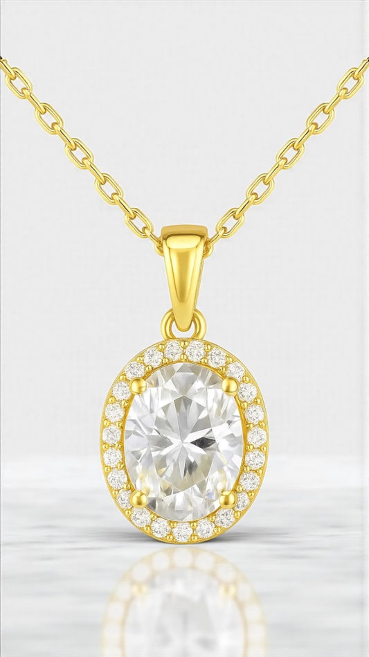 Oval 2 Carat Gold Necklace