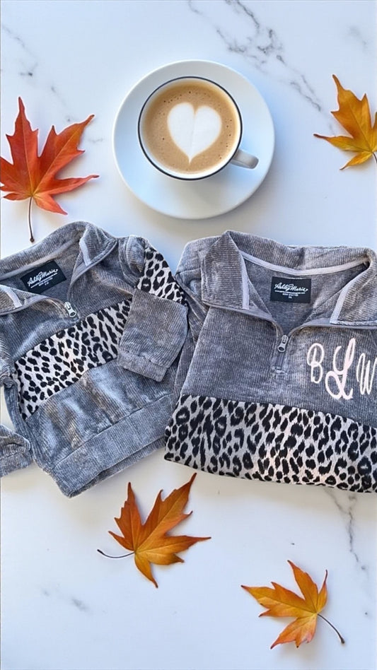 Grey Leopard Pullover (Toddler, Kid, & Adult Sizes)