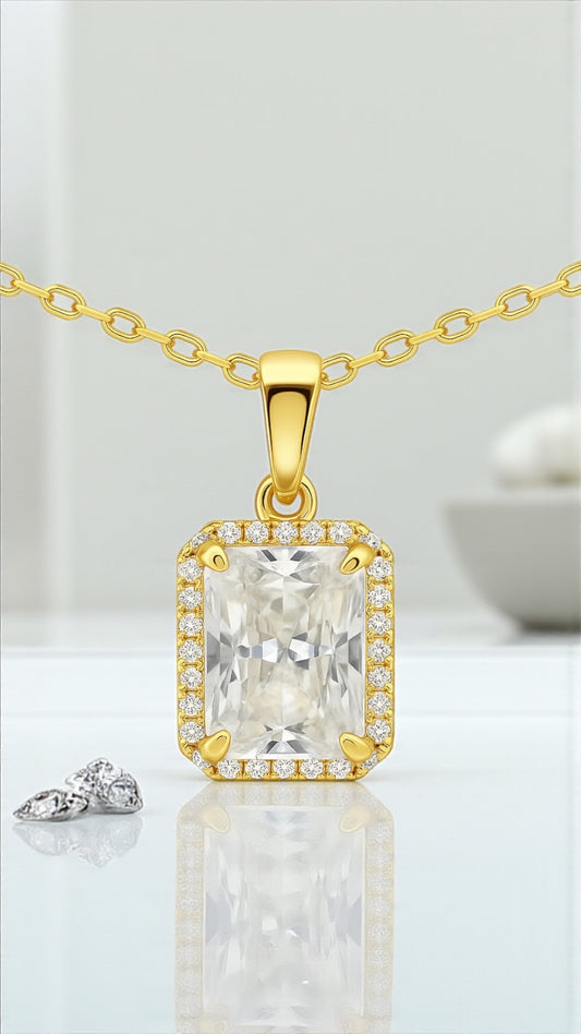 3 Carat Gold Rectangle Necklace.