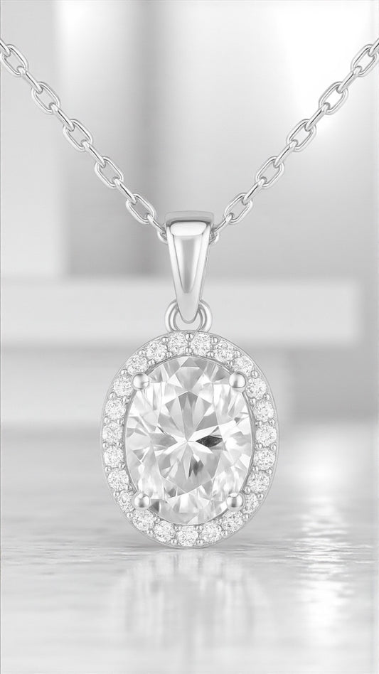 Oval 2 Carat Sterling Silver Necklace
