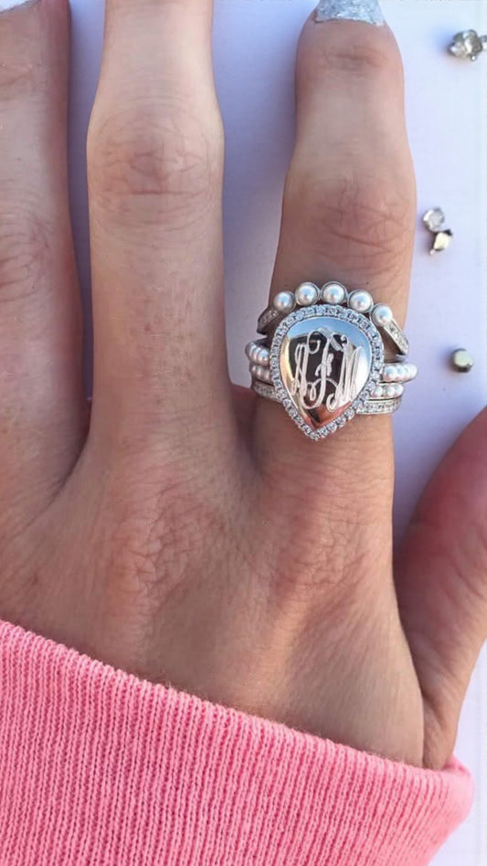 Large Pear Monogram Ring