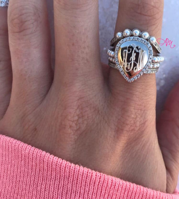 Large Pear Monogram Ring