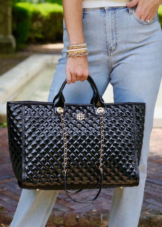 Large Black Quilted Purse