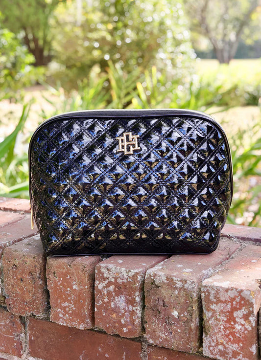 Black Quilted Make Up Tote