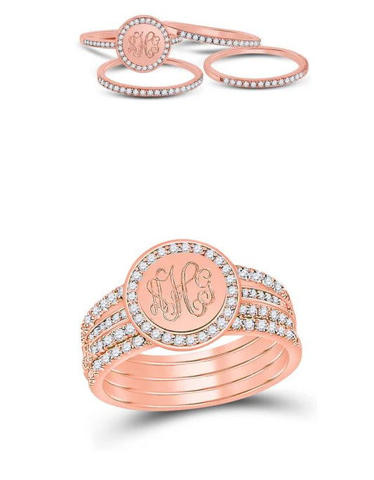 Rose Gold Cubic Zirconia Stacked Ring