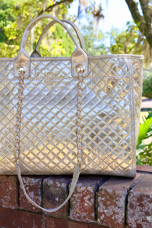 Large Champange Quilted Purse