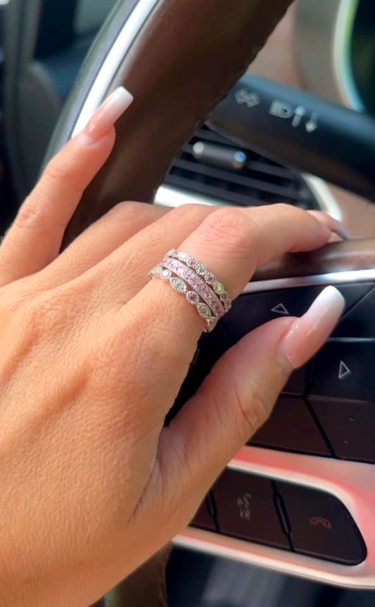 Pink And Silver CZ Bands